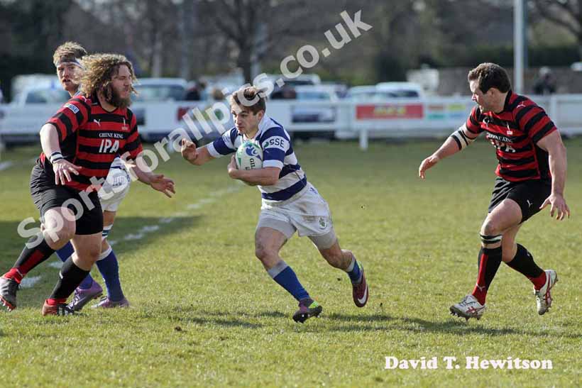 Tynedale's Harry Peck breaks through against Blackheath, National League Division 1, Tynedale Park, Corbridge, Northumberland.